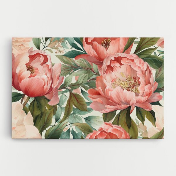 Tablou Canvas, 20x30cm, Dormitor si Living, Flori, Bujori, Light Red Peony