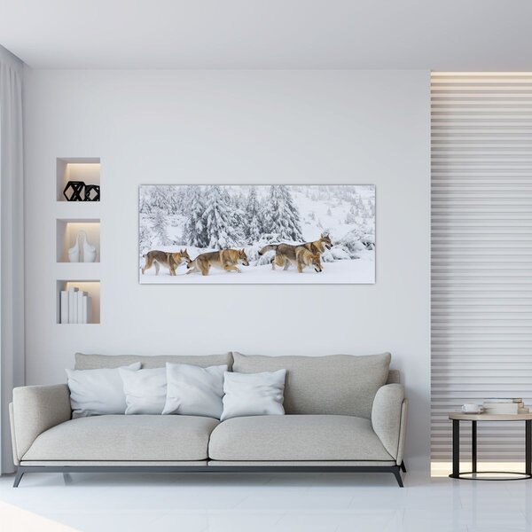 Tablou - Lupi în munți (120x50 cm)
