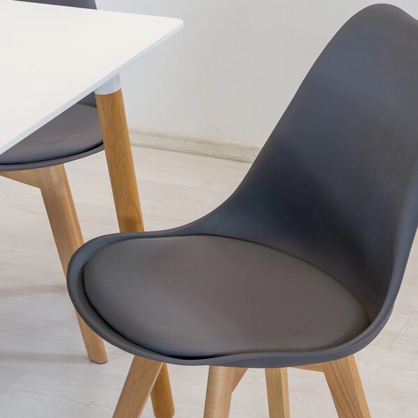 Set masa Koln alba cu 4 scaune Stockholm gri, DENVER, blat MDF alb, forma patrata, 80x80x74 cm
