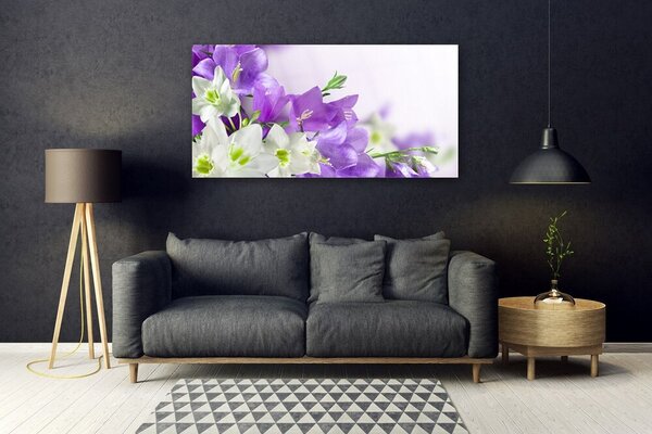 Tablou pe sticla Flori Floral Alb Verde Roz