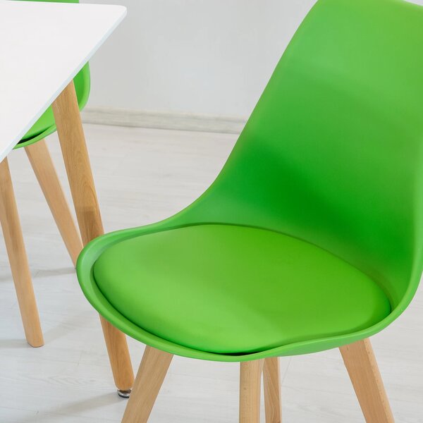 Set masa Koln alba cu 4 scaune Stockholm verde, DENVER, blat MDF alb, forma patrata, 80x80x74 cm
