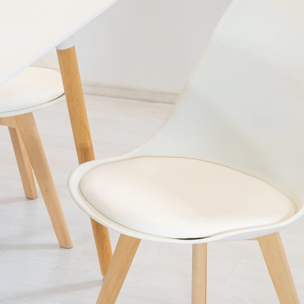 Set masa Koln alba cu 4 scaune Stockholm alb, DENVER, blat MDF alb, forma patrata, 80x80x74 cm