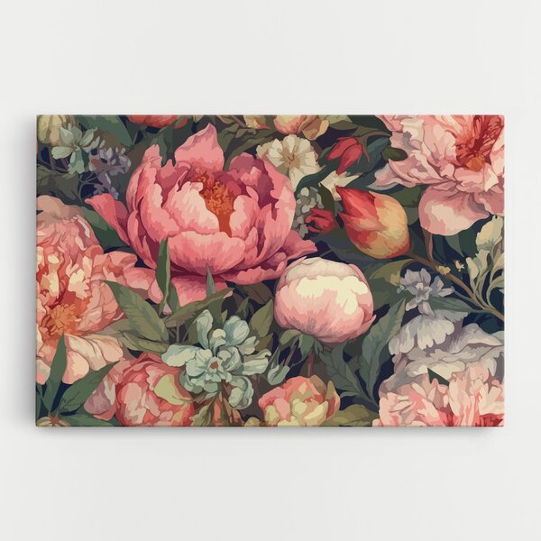 Tablou Canvas, 20x30cm, Dormitor si Living, Flori, Bujori, Pretty Artistic Peony