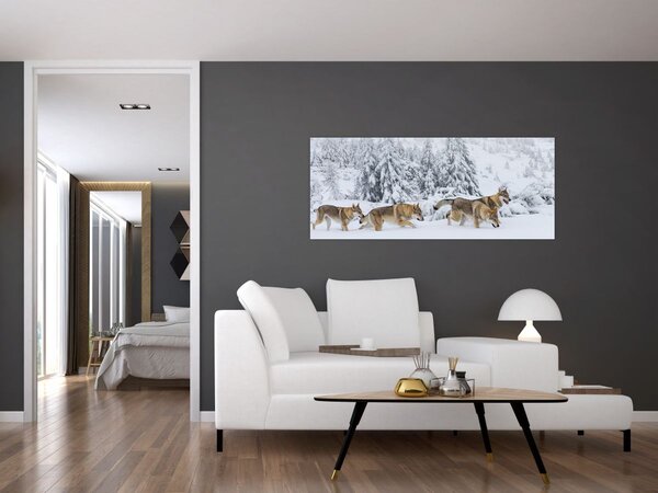 Tablou - Lupi în munți (120x50 cm)