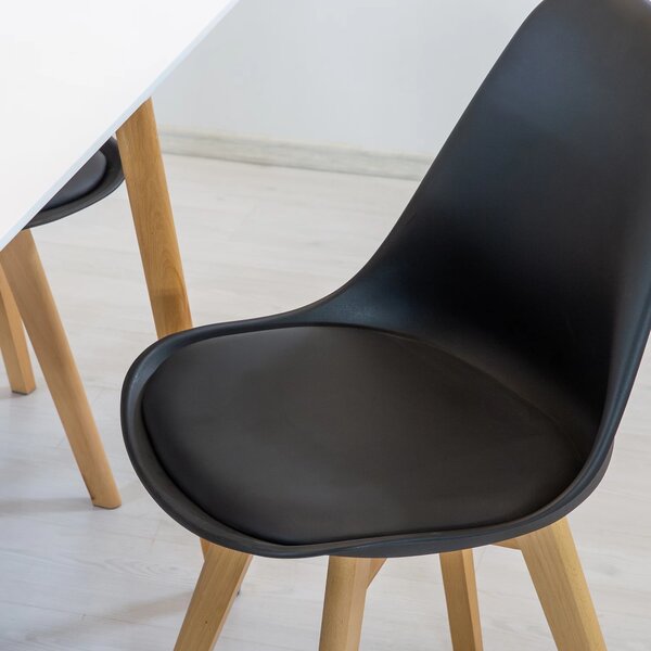 Set masa Koln alba cu 4 scaune Stockholm negru, DENVER, blat MDF alb, forma patrata, 80x80x74 cm