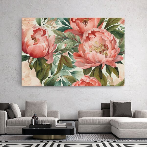 Tablou Canvas, 20x30cm, Dormitor si Living, Flori, Bujori, Light Red Peony