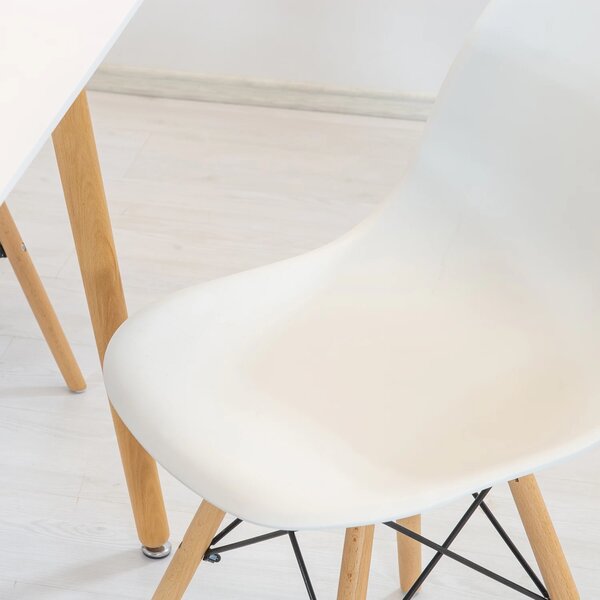 Set masa Koln alba cu 4 scaune Malmo alb, DENVER, blat MDF alb, forma patrata, 80x80x74 cm