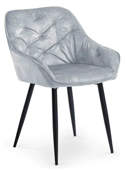 Scaun tapitat K418, gri/negru, stofa clasica/metal, 56x65x81 cm