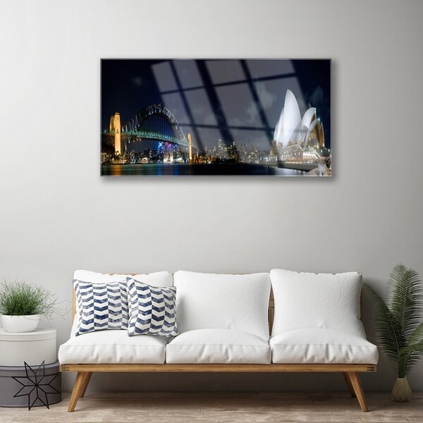 Tablouri acrilice Sydney Bridge City Arhitectură Alb Albastru Negru