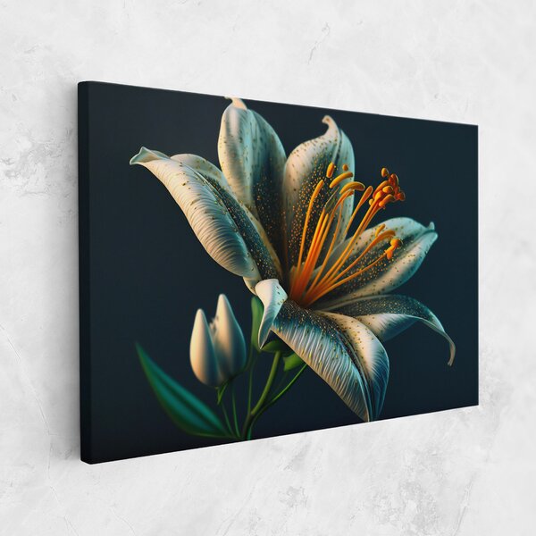 Tablou Canvas, 20x30cm, Dormitor si Living, Flori, Crini, Blue Grey Lily