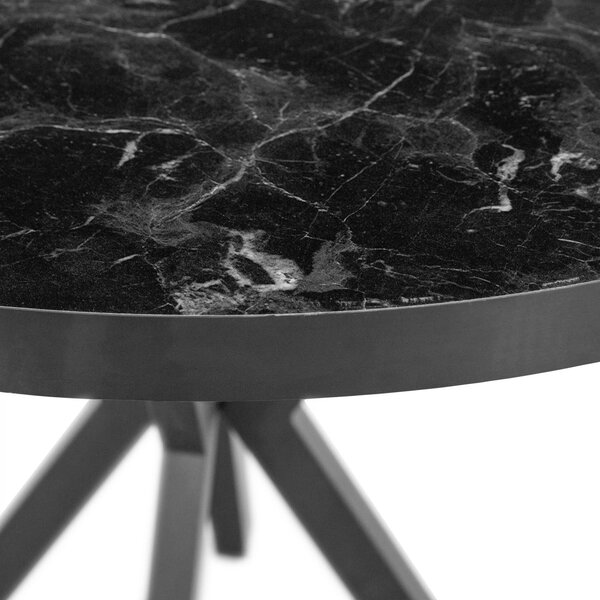 Set masa Hamburg Black Marble cu 2 scaune Osaka gri, DENVER, picioare metalice negre, forma rotunda, 90x73 cm