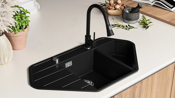 Chiuveta bucatarie granit Copenhaga 900 Corner - negru