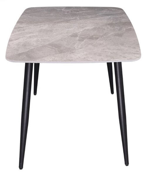 Masa Viena, DENVER, blat ceramic marmura gri, picioare negre, 120x80x73 cm