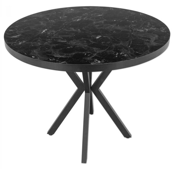 Masa Hamburg, DENVER,blat din PAL marmura neagra, picioare negre, 90x73 cm