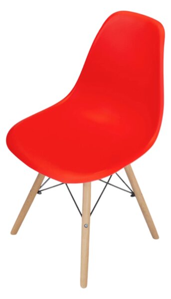Scaun Malmo, DENVER, sezut tip scoica rosu, picioare lemn, 46x54x80 cm