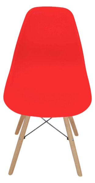 Scaun Malmo, DENVER, sezut tip scoica rosu, picioare lemn, 46x54x80 cm