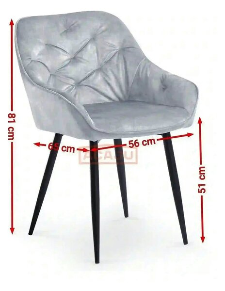 Scaun tapitat K418, verde/negru, stofa clasica/metal, 56x65x81 cm