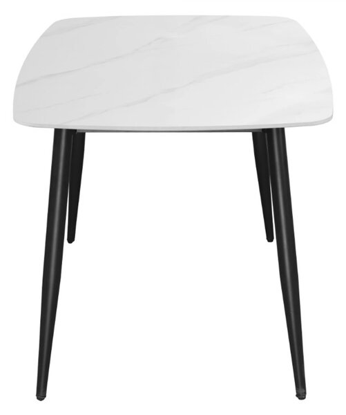 Masa Viena, DENVER, blat ceramic marmura alba, picioare negre, 120x80x73 cm