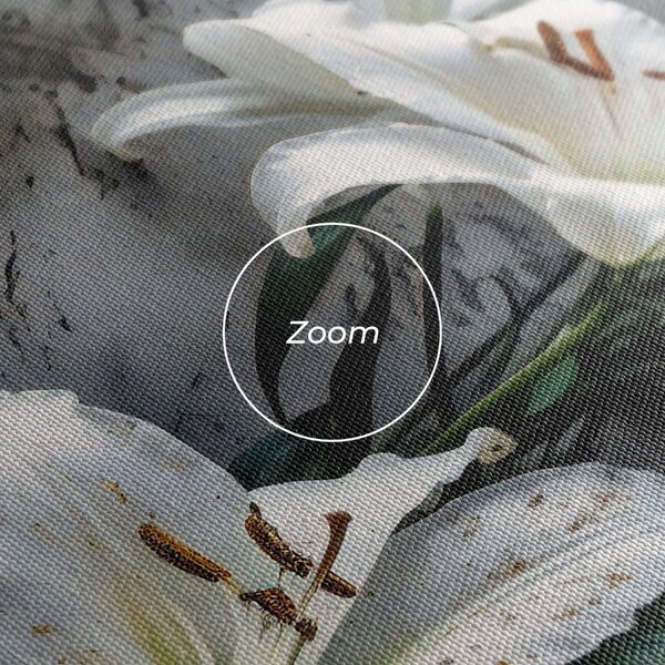 Tablou Canvas, 20x30cm, Dormitor si Living, Flori, Crini, White Pretty Lily On Grey