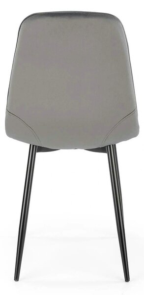 Scaun tapitat K417, gri/negru, stofa catifelata/metal, 46x56x87 cm
