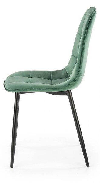 Scaun tapitat K417, verde/negru, stofa catifelata/metal, 46x56x87 cm