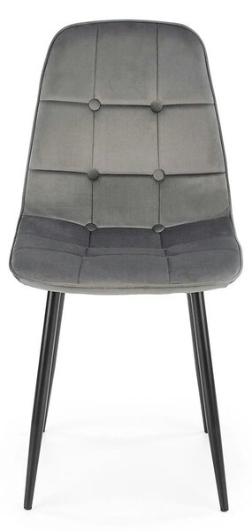 Scaun tapitat K417, gri/negru, stofa catifelata/metal, 46x56x87 cm