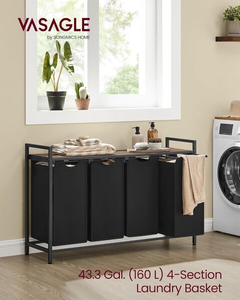 Cos de rufe Vasagle Negru 115.6x33x72.5 cm