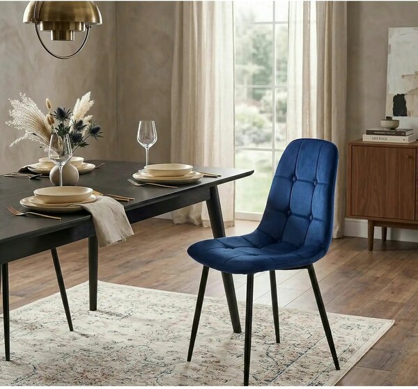 Scaun tapitat K417, albastru, 46x56x87 cm