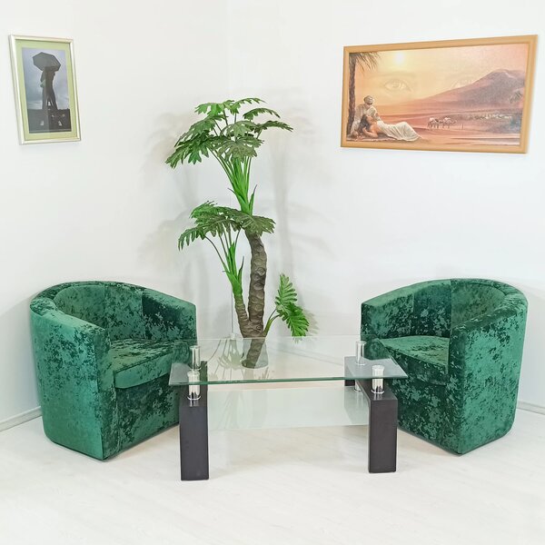 Fotoliu Latte, DENVER, catifea verde, 68x68x68 cm