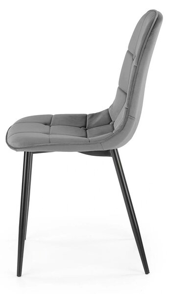 Scaun tapitat K417, gri/negru, stofa catifelata/metal, 46x56x87 cm