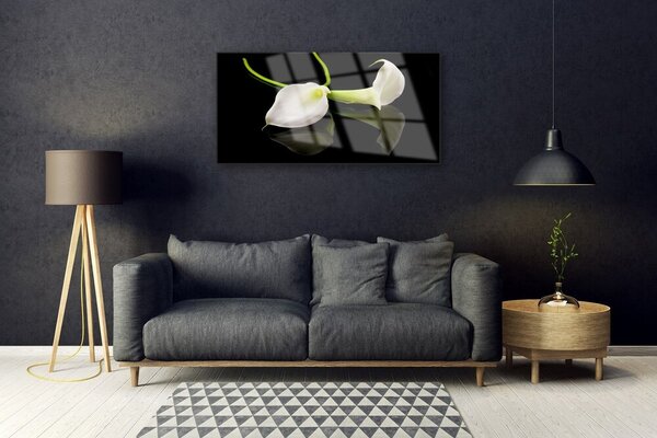 Tablou pe sticla Flori Floral Alb Negru
