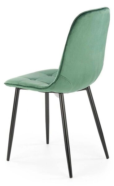 Scaun tapitat K417, verde/negru, stofa catifelata/metal, 46x56x87 cm