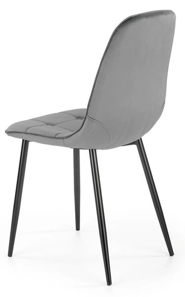 Scaun tapitat K417, gri/negru, stofa catifelata/metal, 46x56x87 cm