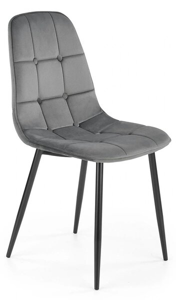 Scaun tapitat K417, gri/negru, stofa catifelata/metal, 46x56x87 cm