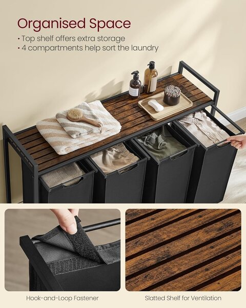 Cos de rufe Vasagle Negru 115.6x33x72.5 cm