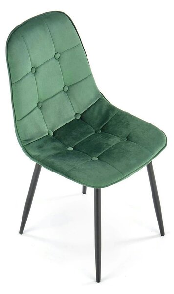 Scaun tapitat K417, verde/negru, stofa catifelata/metal, 46x56x87 cm