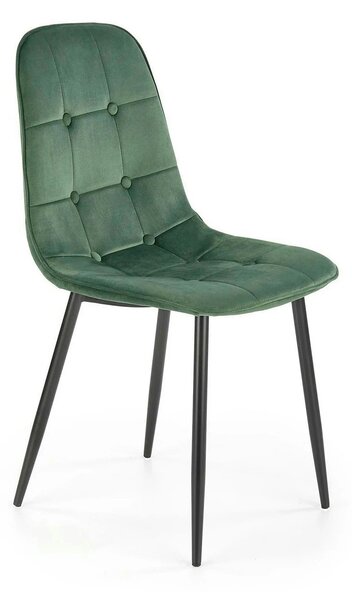 Scaun tapitat K417, verde/negru, stofa catifelata/metal, 46x56x87 cm