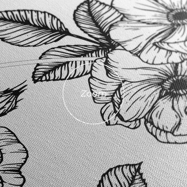 Tablou Canvas, 40x80cm, Dormitor si Living, Flori, Flori desenate, Roses Black Line