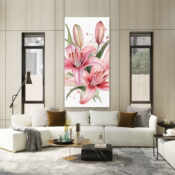 Tablou Canvas, 40x80cm, Dormitor si Living, Flori, Crini, Beautiful Pink Lily