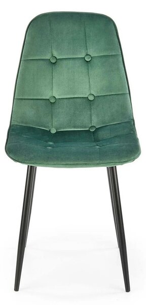 Scaun tapitat K417, verde/negru, stofa catifelata/metal, 46x56x87 cm