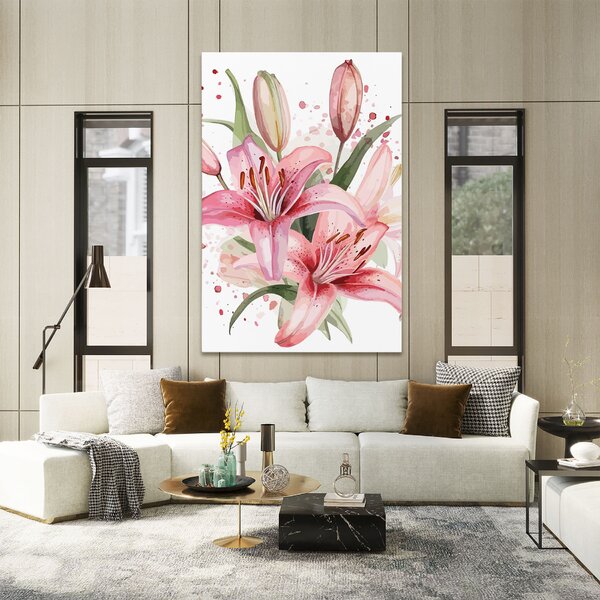 Tablou Canvas, 20x30cm, Dormitor si Living, Flori, Crini, Beautiful Pink Lily