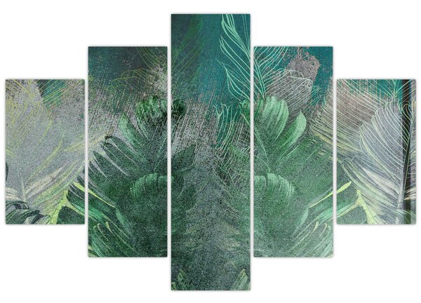 Tablou - Textura de beton cu frunze (150x105 cm)
