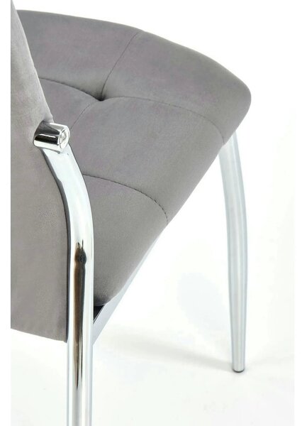 Scaun tapitat K416, gri/argintiu, stofa catifelata/metal, 43x54x101 cm