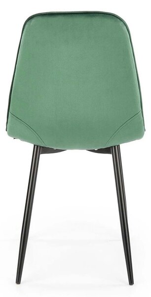 Scaun tapitat K417, verde/negru, stofa catifelata/metal, 46x56x87 cm
