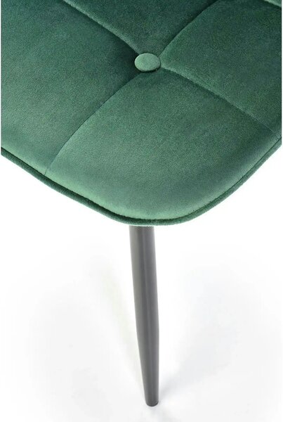 Scaun tapitat K417, verde/negru, stofa catifelata/metal, 46x56x87 cm