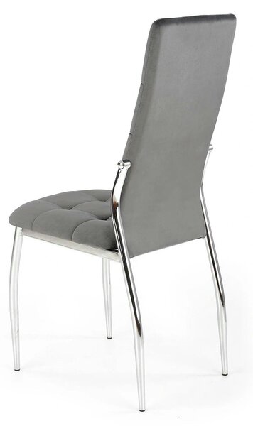 Scaun tapitat K416, gri/argintiu, stofa catifelata/metal, 43x54x101 cm