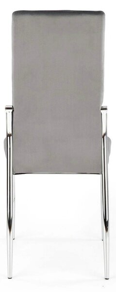 Scaun tapitat K416, gri/argintiu, stofa catifelata/metal, 43x54x101 cm