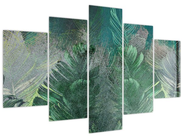Tablou - Textura de beton cu frunze (150x105 cm)