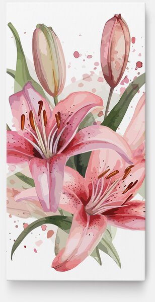 Tablou Canvas, 40x80cm, Dormitor si Living, Flori, Crini, Beautiful Pink Lily