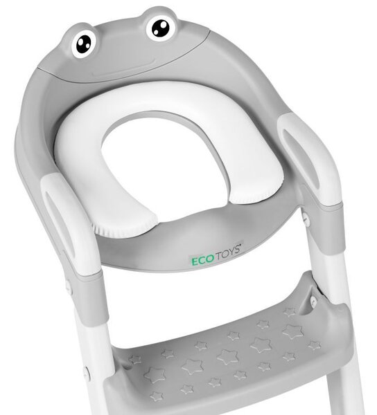 Scaun de toaletă pentru copii ECOTOYS gri cu trepte și scară